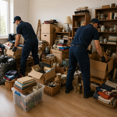 Retirada de cajas, enseres y objetos acumulados en vaciado de casas en Madrid